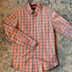 Mens J. Crew Plaid Button Down Salmon & Gray